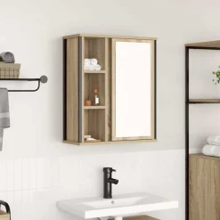 vidaXL vægskab til badeværelse med spejl 50x21x60 cm sonoma-eg