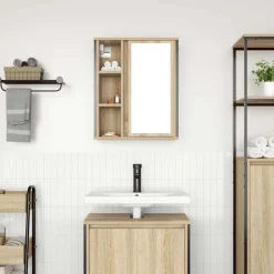 vidaXL vægskab til badeværelse med spejl 50x21x60 cm sonoma-eg