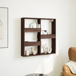 vidaXL vægskab 80x15x80 cm konstrueret træ brun egetræsfarve
