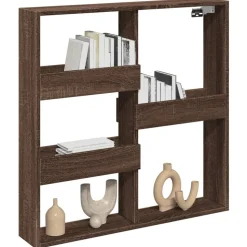 vidaXL vægskab 80x15x80 cm konstrueret træ brun egetræsfarve