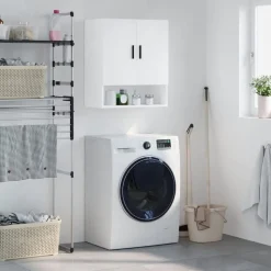 vidaXL vægskab 60x31x70 cm konstrueret træ hvid