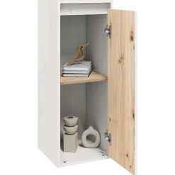 vidaXL vægskab 30x30x80 cm massivt fyrretræ hvid