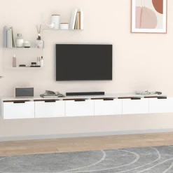 vidaXL vægskabe 2 stk. 102x30x20 cm konstrueret træ hvid