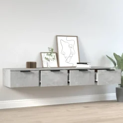 vidaXL vægskabe 2 stk. 68x30x20 cm konstrueret træ betongrå