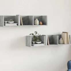 vidaXL vægskabe 2 stk. 75x18x16,5 cm konstrueret træ betongrå