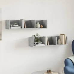 vidaXL vægskabe 2 stk. 75x18x16,5 cm konstrueret træ betongrå