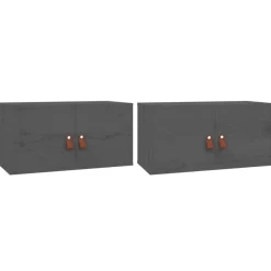 vidaXL vægskabe 2 stk. 60x30x30 cm massivt fyrretræ grå