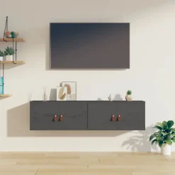 vidaXL vægskabe 2 stk. 60x30x30 cm massivt fyrretræ grå