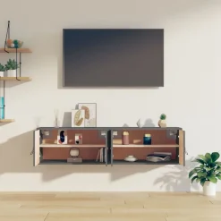 vidaXL vægskabe 2 stk. 60x30x30 cm massivt fyrretræ grå