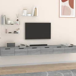 vidaXL vægskabe 2 stk. 102x30x20 cm konstrueret træ grå sonoma-eg