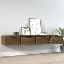 vidaXL vægskabe 2 stk. 68x30x20 cm konstrueret træ brun egetræsfarve