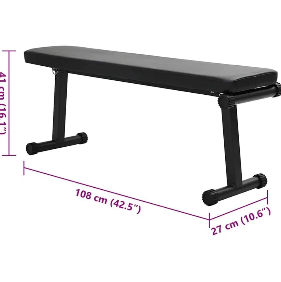 vidaXL Vægtbænk Sort 108 x 27 x 41 cm Pulverlakeret stål