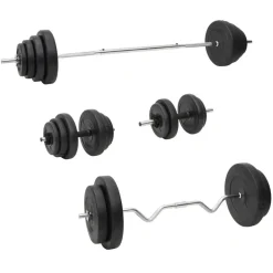 vidaXL vægtstang og håndvægt med skiver 120 kg