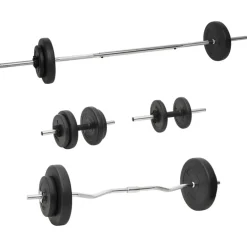 vidaXL vægtstang og håndvægt med skiver 60 kg