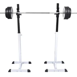 vidaXL vægtstang- og squat-stativ med vægtstang- og håndvægtsæt 30,5kg