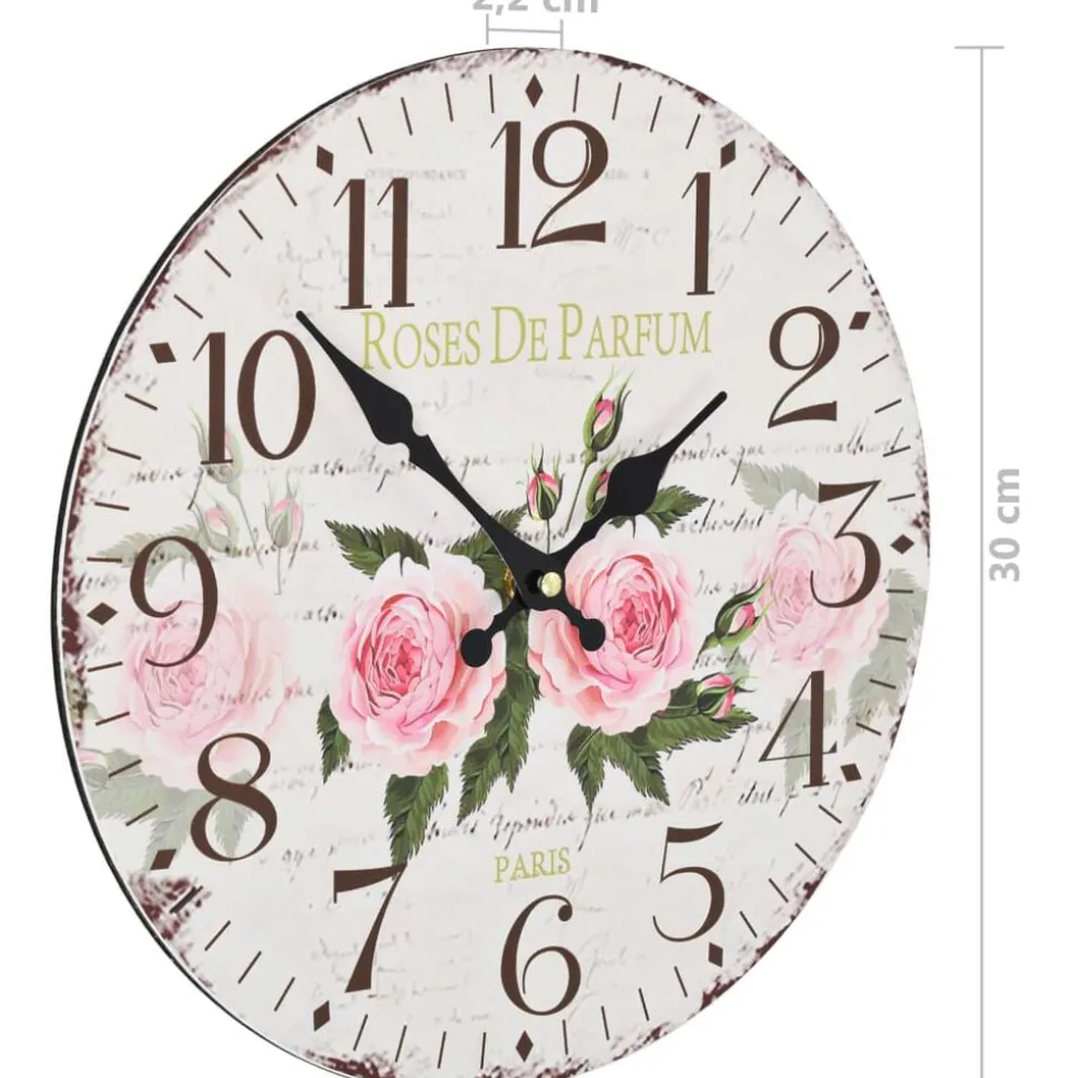 vidaXL vægur vintagestil blomst 30 cm