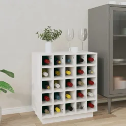 vidaXL Vinskab 55,5x34x61 cm massivt fyrretræ hvid