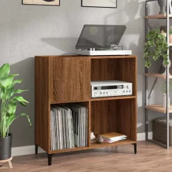 vidaXL vinylskab 84,5x38x89 cm konstrueret træ brun egetræsfarve