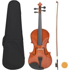 vidaXL violinsæt med violinbue og hagestøtte 4/4 mørkt træ