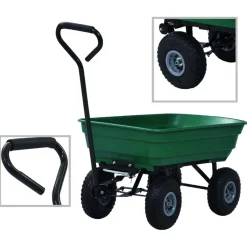 vidaXL vippelig havevogn 300 kg 75 l grøn