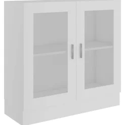 vidaXL vitrineskab 82,5x30,5x80 cm konstrueret træ hvid
