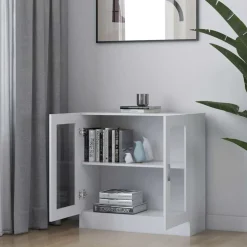 vidaXL vitrineskab 82,5x30,5x80 cm konstrueret træ hvid