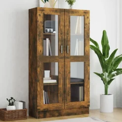 vidaXL vitrineskab 82,5x30,5x150 cm konstrueret træ røget egetræ