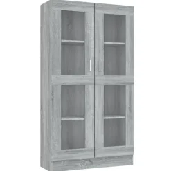 vidaXL vitrineskab 82,5x30,5x150 cm konstrueret træ grå sonoma-eg