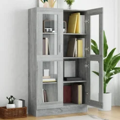 vidaXL vitrineskab 82,5x30,5x150 cm konstrueret træ grå sonoma-eg