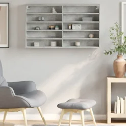 vidaXL vitrineskab 100x15x58 cm konstrueret træ betongrå