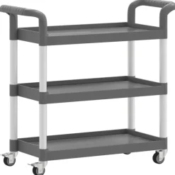 vidaXL vogn med 3 hylder 77x34x72 cm aluminium grå