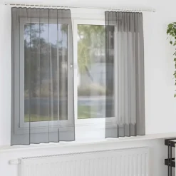 vidaXL voile-gardiner med stanglommer 2 stk. mørkegrå
