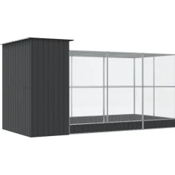 vidaXL voliere med forlænger sølv 416x203x216 cm stål