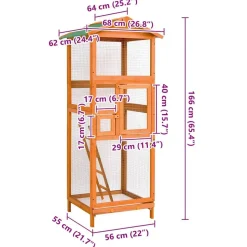 vidaXL voliere 68x62x166 cm massivt grantræ