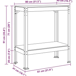vidaXL Værksted med hylde Sort 81 x 41 x 91 cm Samlet træ og metal