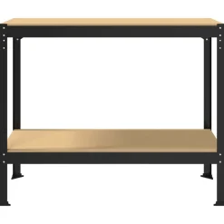vidaXL Værksted med hylde Sort 115 x 55 x 91 cm Samlet træ og metal