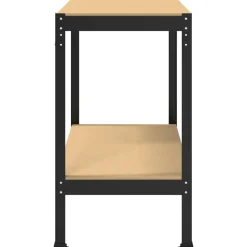 vidaXL Værksted med hylde Sort 115 x 55 x 91 cm Samlet træ og metal