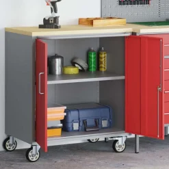 vidaXL Værkstedsbænk Rød og Grå 75 x 45 x 85 cm Ingeniørtræ og stål