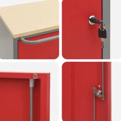 vidaXL Værkstedsbænk Rød og Grå 75 x 45 x 85 cm Ingeniørtræ og stål