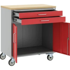 vidaXL Værkstedsbænk Rød og Grå 75 x 45 x 85 cm Ingeniørtræ og stål
