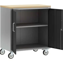vidaXL Værkstedsbænk Sort og grå 75 x 45 x 85 cm Ingeniørtræ og stål