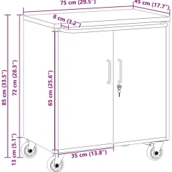 vidaXL Værkstedsbænk Sort og grå 75 x 45 x 85 cm Ingeniørtræ og stål