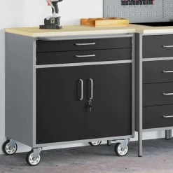 vidaXL Værkstedsbænk Sort og grå 75 x 45 x 85 cm Ingeniørtræ og stål