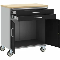 vidaXL Værkstedsbænk Sort og grå 75 x 45 x 85 cm Ingeniørtræ og stål