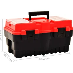 vidaXL værktøjskasse 462x256x242 mm plastik rød