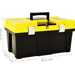 vidaXL værktøjskasse 595x337x316 mm plastik gul