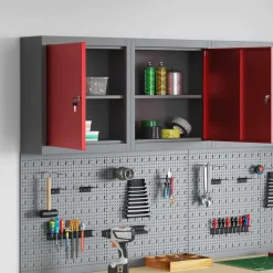 vidaXL Værktøjsskab Rød og Grå 50 x 20 x 55 cm Ingeniørtræ og stål