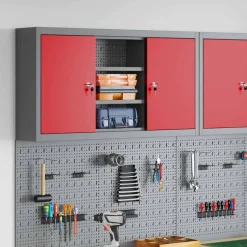 vidaXL Værktøjsskab Rød og Grå 100 x 20 x 55 cm Ingeniørtræ og stål