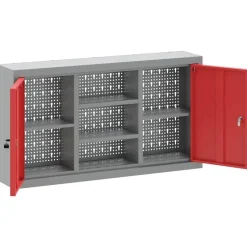 vidaXL Værktøjsskab Rød og Grå 100 x 20 x 55 cm Ingeniørtræ og stål