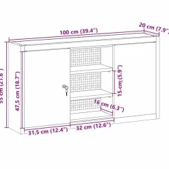vidaXL Værktøjsskab Rød og Grå 100 x 20 x 55 cm Ingeniørtræ og stål